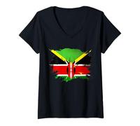 Womens Jamaican and Kenyan Mix Heritage Flag V-Neck T-Shirt