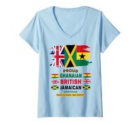 Womens Jamaican British Ghanaian Flag Outfit Idea For Women Ghana V-Neck T-Shirt