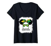 Womens Jamaican Girls Kids Roots Jamaica Flag Baby Youth Teen Girl V-Neck T-Shirt