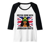 Womens Jamaican Roots British Born Girl Pride Jamaica Heritage Raglan Baseball Tee