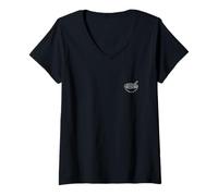 Women's Jambalaya Minimalist Badge Patch Line Art V-Neck T-Shirt
