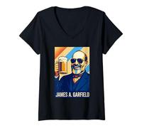 Womens James A. Garfield Portrait V-Neck T-Shirt