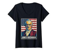 Womens James Buchanan Portrait V-Neck T-Shirt