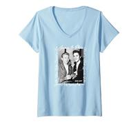 Women's James Dean_Elvis Presley V-Neck T-Shirt, Baby Blue, Medium
