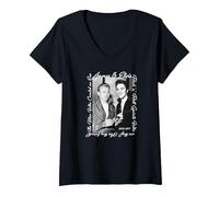 Women's James Dean_Elvis Presley V-Neck T-Shirt, Black, Small