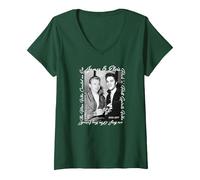 Women's James Dean_Elvis Presley V-Neck T-Shirt, Dark Green, X-Large