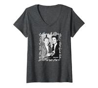 Women's James Dean_Elvis Presley V-Neck T-Shirt, Dark Heather Grey, Medium