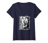 Women's James Dean_Elvis Presley V-Neck T-Shirt, Navy Blue, Small