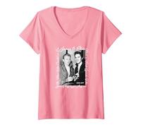 Women's James Dean_Elvis Presley V-Neck T-Shirt, Pink, Medium