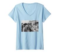 Womens James Hunt & Jackie Stewart Brands Hatch 1976 Motor Racing V-Neck T-Shirt
