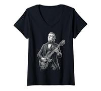 Women's James K Polk Guitar V-Neck T-Shirt