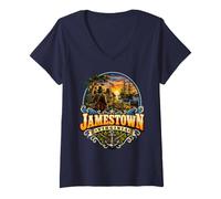 Women's Jamestown Virginia Colonial History Adventure V-Neck T-Shirt