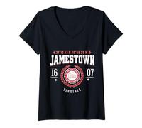 Women's Jamestown Virginia Colony Rustic Souvenir Revolutionary War V-Neck T-Shirt