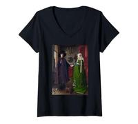 Women's Jan Van Eyck The Arnolfini Portrait V-Neck T-Shirt