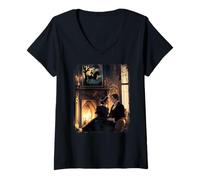 Womens Jane Eyre Charlotte Bronte Romantic Scene with Mr Rochester V-Neck T-Shirt