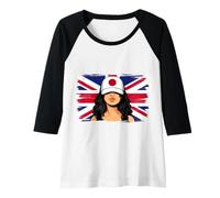 Womens Japan Britain Flags Women Roots British Japanese Heritage Raglan Baseball Tee