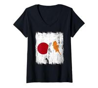 Womens Japan Cyprus Half Flag Japanese Cypriot Heritage V-Neck T-Shirt