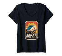 Women's Japan Shinkansen Retro Vintage Bullet Train Otaku Souvenir V-Neck T-Shirt