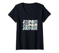 Womens Japan Souvenir Great Wave Off Kanagawa Hokusai Vintage V-Neck T-Shirt