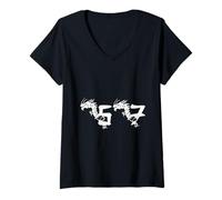 Women's Japanese Dragon 67 Inspired Bold Mythic Symbol Art Design V-Neck T-Shirt