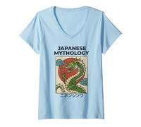 Womens Japanese Dragon Asia Mythology Cool Japanese Poster V-Neck T-Shirt