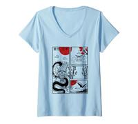 Womens Japanese Dragon Shirt Japan Tattoo Sunset Streetwear V-Neck T-Shirt