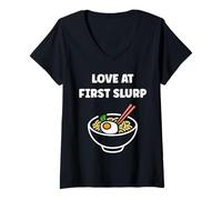 Womens Japanese Food Funny Ramen Quote Love at First slurp V-Neck T-Shirt