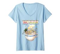 Women's Japanese Retro 90s Mecha Warrior Meka Roboto Ukiyo-E Ramen V-Neck T-Shirt