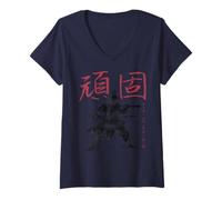Women's Japanese Samurai Spirit Art - Perseverance V-Neck T-Shirt