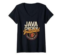 Womens Java Coffee Order Initiated Caffeine Humor Programmers V-Neck T-Shirt