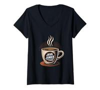 Womens Java Junkie Fueled by Beans and Dreams Coffee V-Neck T-Shirt