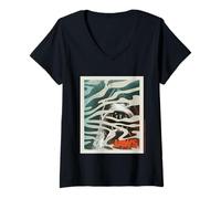 Womens Jaws 2025 Amity Island Poster Design V-Neck T-Shirt