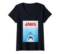 Womens Jaws 2025 Iconic Ocean Thriller Art V-Neck T-Shirt