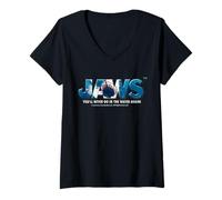 Womens Jaws 2025 You'll Never Go in Water Again V-Neck T-Shirt