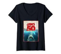 Womens Jaws 50 Jaws 2025 Celebration Classic V-Neck T-Shirt