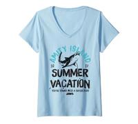 Women's Jaws Amity Island Summer Vacation 2027 V-Neck T-Shirt