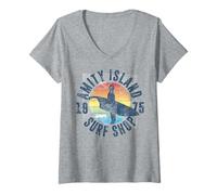 Womens Jaws Amity Island Surf Shop 1975 Retro Logo V-Neck T-Shirt