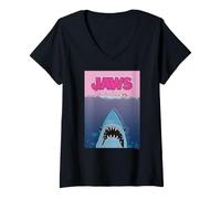Women's Jaws Classic Shark Ocean Scene Iconic Art V-Neck T-Shirt
