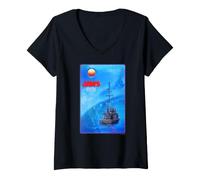 Women's Jaws Clear Skies Gentle Surf Warm Water V-Neck T-Shirt