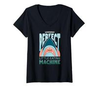 Women's Jaws Perfect Little Eating Machine Warning V-Neck T-Shirt