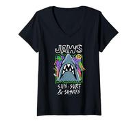 Women's Jaws Sun Surf & Sharks Adventure V-Neck T-Shirt