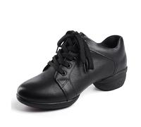 Womens Jazz Dance Sneakers Lace Up Split Sole Dancing Shoes Non-Slip Teaching Practice Dress Boots,Black,4 UK