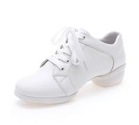 Womens Jazz Dance Sneakers Lace Up Split Sole Dancing Shoes Non-Slip Teaching Practice Dress Boots,White,6.5 UK