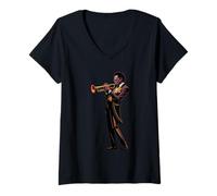 Womens Jazz Funk & Soul - Afro Retro Vintage Funky Music V-Neck T-Shirt