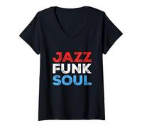 Womens Jazz Funk Soul Groove Music 60s 70s 80s Disco Soulful V-Neck T-Shirt