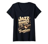 Women's Jazz Hands Don't Work on Trombone Jazz Trombone V-Neck T-Shirt