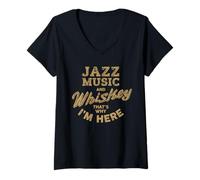 Womens Jazz Music and Whiskey Fans Musicians Jazz Festival Club Bar V-Neck T-Shirt