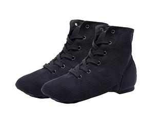 Women's Jazz Shoe, Canvas Ballet Dance Shoes Split Sole Flat Gymnastics Dancing Slippers Black