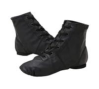 Women's Jazz Shoe, PU Ballet Dance Shoes Split Sole Flat Gymnastics Dancing Slippers Black