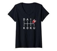 Women's JDM Daikoku 6-Speed Shift Pattern Rising Sun Graphic V-Neck T-Shirt